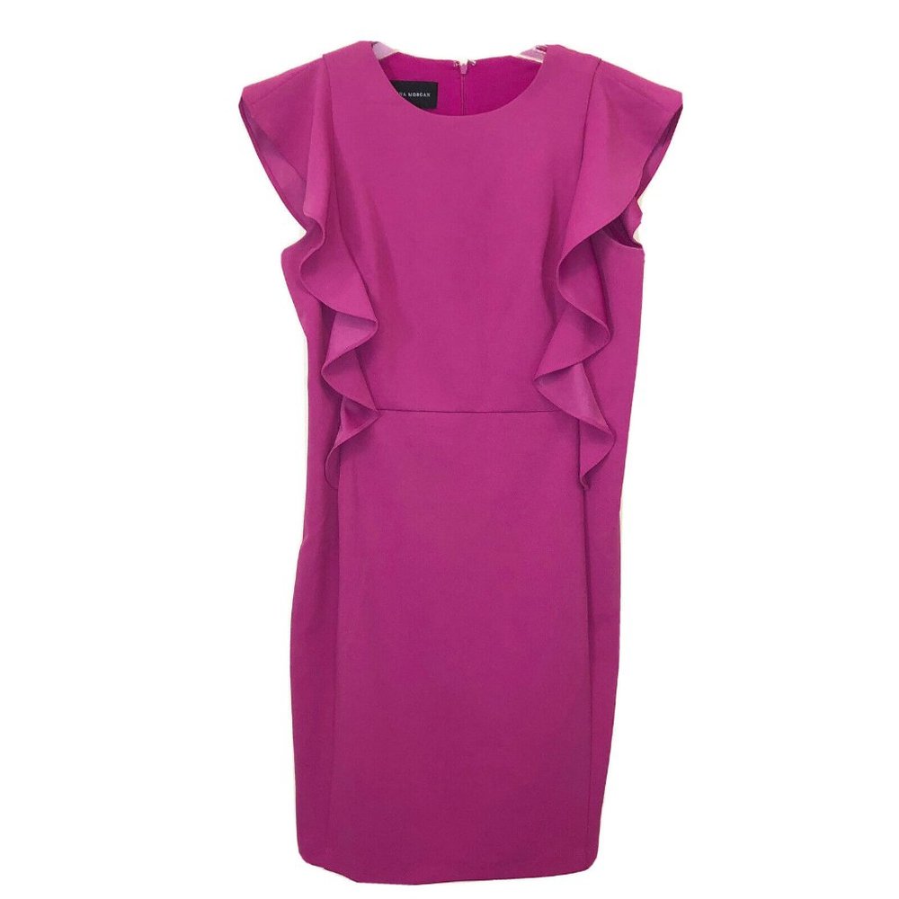 Donna Morgan Fuschia Pink Ruffle Sleeveless Sheath Dress 8